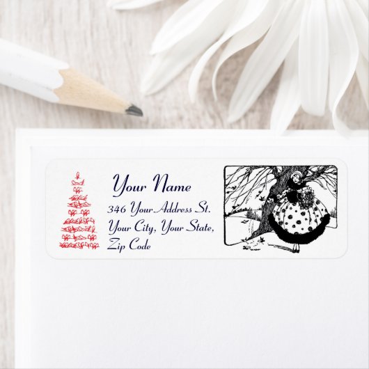 クリスマスバードの木とレディ白黒レッド ラベル (インサイチュ)