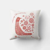 クリスマスバードスカンジナビア赤白 クッション (裏面)