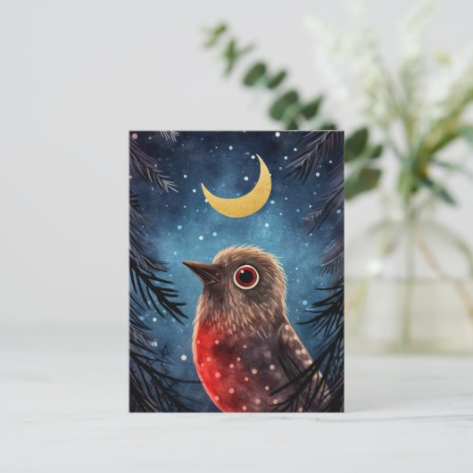 クリスマスバードスノーウィーナイトムーンメッセージ シーズンポストカード (スタンド正面)