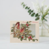 クリスマスバードソングバードホリー雪 シーズンポストカード (スタンド正面)