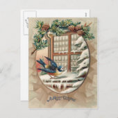 クリスマスバードツリーパインコーン シーズンポストカード (正面/裏面)