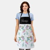 クリスマスバードドールアートパターンエプロン エプロン (着用した状態)