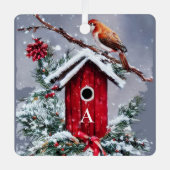 クリスマスバードハウスイニシャル メタルオーナメント (正面)