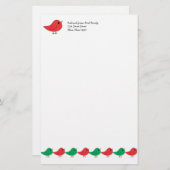 クリスマスバードファミリー 便箋 (正面/裏面)