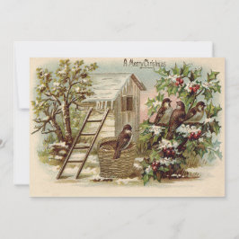 クリスマスバードホリー雪はしご収穫 招待状