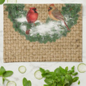 クリスマスバードリースタオル16インチx 24インチ キッチンタオル (折り畳み)