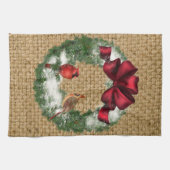 クリスマスバードリースタオル16インチx 24インチ キッチンタオル (横)