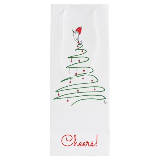 クリスマスバード抱き枕 ワインギフトバッグ (裏面)