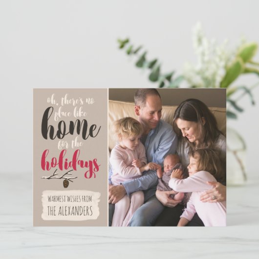 クリスマスバード「休暇のためのホーム」のフォトカード シーズンカード (スタンド正面)