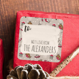 クリスマスバード「休暇のためのホーム」のto & From スクエアシール