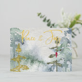 クリスマスバード 箔招待状 (立ち正面)