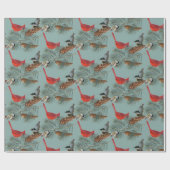 クリスマスバード（鳥）ショウジョウコウカンチョウヌサッチ《鳥》アメリカゴガラティール（緑がかった色） ラッピングペーパー (フラット)