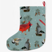 クリスマスバード（鳥）ショウジョウコウカンチョウヌサッチ《鳥》アメリカゴガラ雪 ラージクリスマスストッキング (裏面)