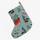 クリスマスバード（鳥）ショウジョウコウカンチョウヌサッチ《鳥》アメリカゴガラ雪 ラージクリスマスストッキング (裏面 (吊り時))