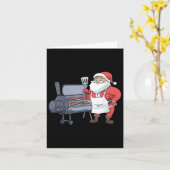 クリスマスバーベキューサンタクロース焼きスモカーステーキ カード (黄色い花)