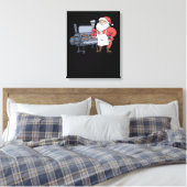 クリスマスバーベキューサンタクロース焼きスモカーステーキ キャンバスプリント (インサイチュ (寝室))
