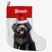 クリスマスバーベットドッグ名ウォフ ラージクリスマスストッキング (正面)