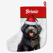 クリスマスバーベットドッグ名ウォフ ラージクリスマスストッキング (裏面)