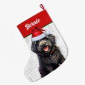 クリスマスバーベットドッグ名ウォフ ラージクリスマスストッキング (裏面 (吊り時))