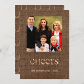 クリスマスバーラップアントラーパターンファミリーフォト シーズンカード (正面/裏面)