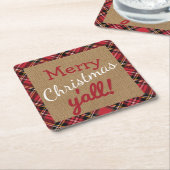 クリスマスバーラップサザンオールプレイドデコーギフト スクエアペーパーコースター (アングル)