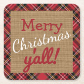 クリスマスバーラップサザンオールプレイドデコーギフト スクエアペーパーコースター (正面)