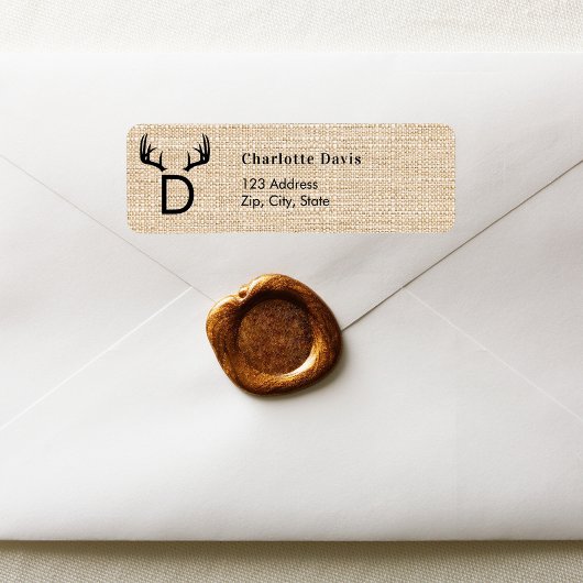 クリスマスバーラップ〔雄ジカの〕枝角モノグラム差出人住所 ラベル