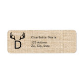 クリスマスバーラップ〔雄ジカの〕枝角モノグラム差出人住所 ラベル (正面)