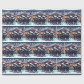 クリスマスバーンによるサンタハット付き黒い子牛 ラッピングペーパー (フラット)