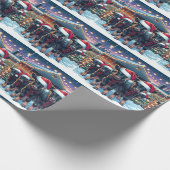 クリスマスバーンによるサンタハット付き黒い子牛 ラッピングペーパー (角)