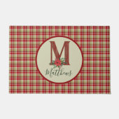 クリスマスバーンウッドレターパーソナライズされたM ドアマット (正面)