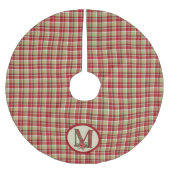 クリスマスバーンウッドレターM ブラッシュドポリエステルツリースカート (正面)