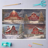 クリスマスバーンコラージュ1デコページ紙 薄葉紙 (クラフト)