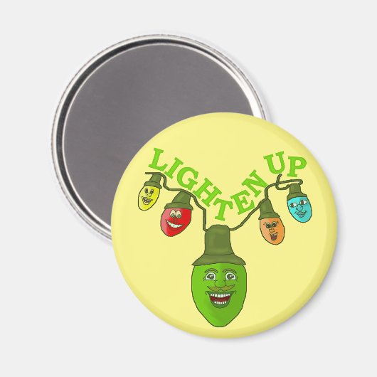 クリスマスパおもしろいンの漫画のライトをライトアップ マグネット (正面/裏面)