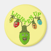 クリスマスパおもしろいンの漫画のライトをライトアップ マグネット (正面)