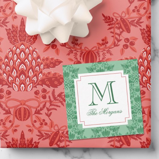 クリスマスパイナップルオーナメントモノグラムエンクロージャ ノートカード