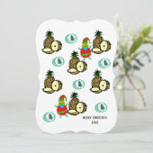 クリスマスパイナップルサンタ・フラット・グリーティングカード カード (スタンド正面)