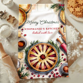 クリスマスパイベーキングシーンパーソナライズされた キッチンタオル