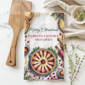 クリスマスパイベーキングシーンパーソナライズされた キッチンタオル