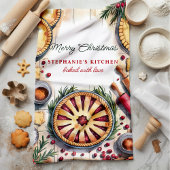 クリスマスパイベーキングシーンパーソナライズされた キッチンタオル