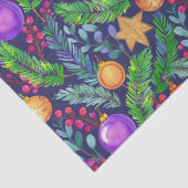 クリスマスパインとオーナメント紫の模様 薄葉紙 (詳細)