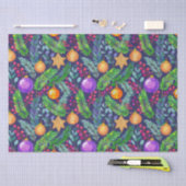 クリスマスパインとオーナメント紫の模様 薄葉紙 (クラフト)