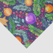 クリスマスパインとオーナメント紫の模様 薄葉紙 (詳細)