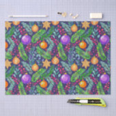 クリスマスパインとオーナメント紫の模様 薄葉紙 (クラフト)