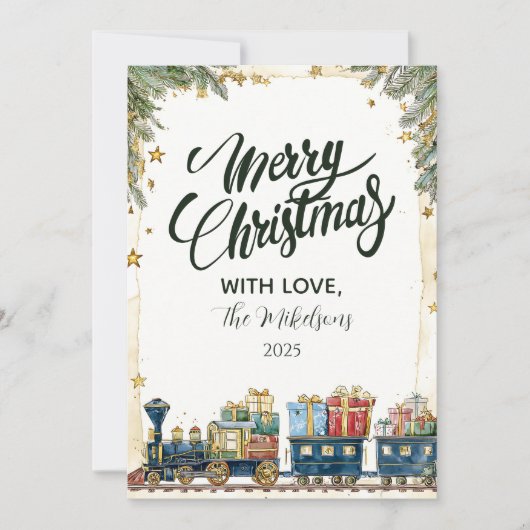 クリスマスパインとプレゼント列車 シーズンカード (正面)