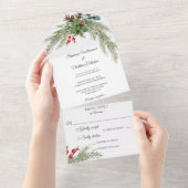 クリスマスパインとベリー オールインワン招待状 (貼ってはがせる)