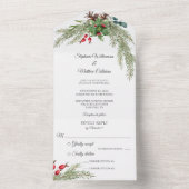 クリスマスパインとベリー オールインワン招待状 (内側)