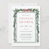 クリスマスパインのガーランド カップルシャワー 招待状 (正面)