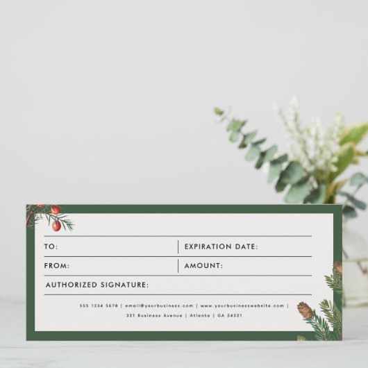 クリスマスパインのビジネスのギフト証明書券 (スタンド正面)