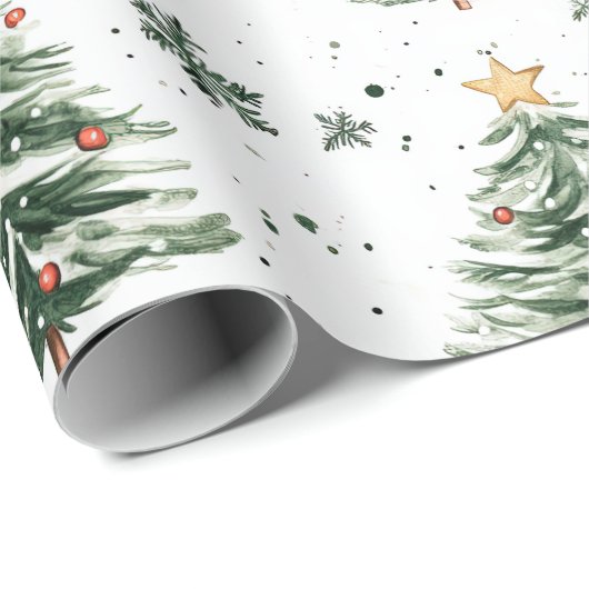 クリスマスパインの木のパタお洒落ーン ラッピングペーパー (ロールコーナー)
